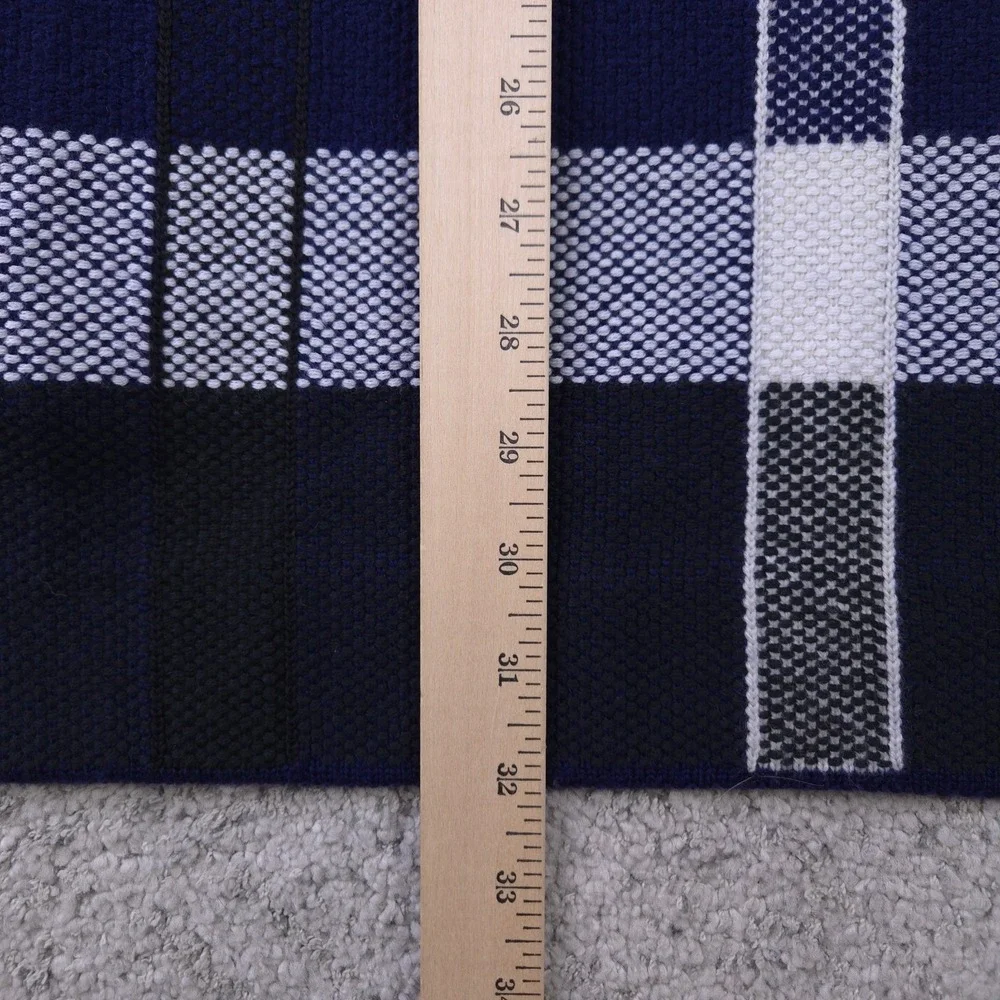 Tory Burch Jacket Women Medium Sweater Coat Cardigan Gwen Plaid Open Fringe Wool